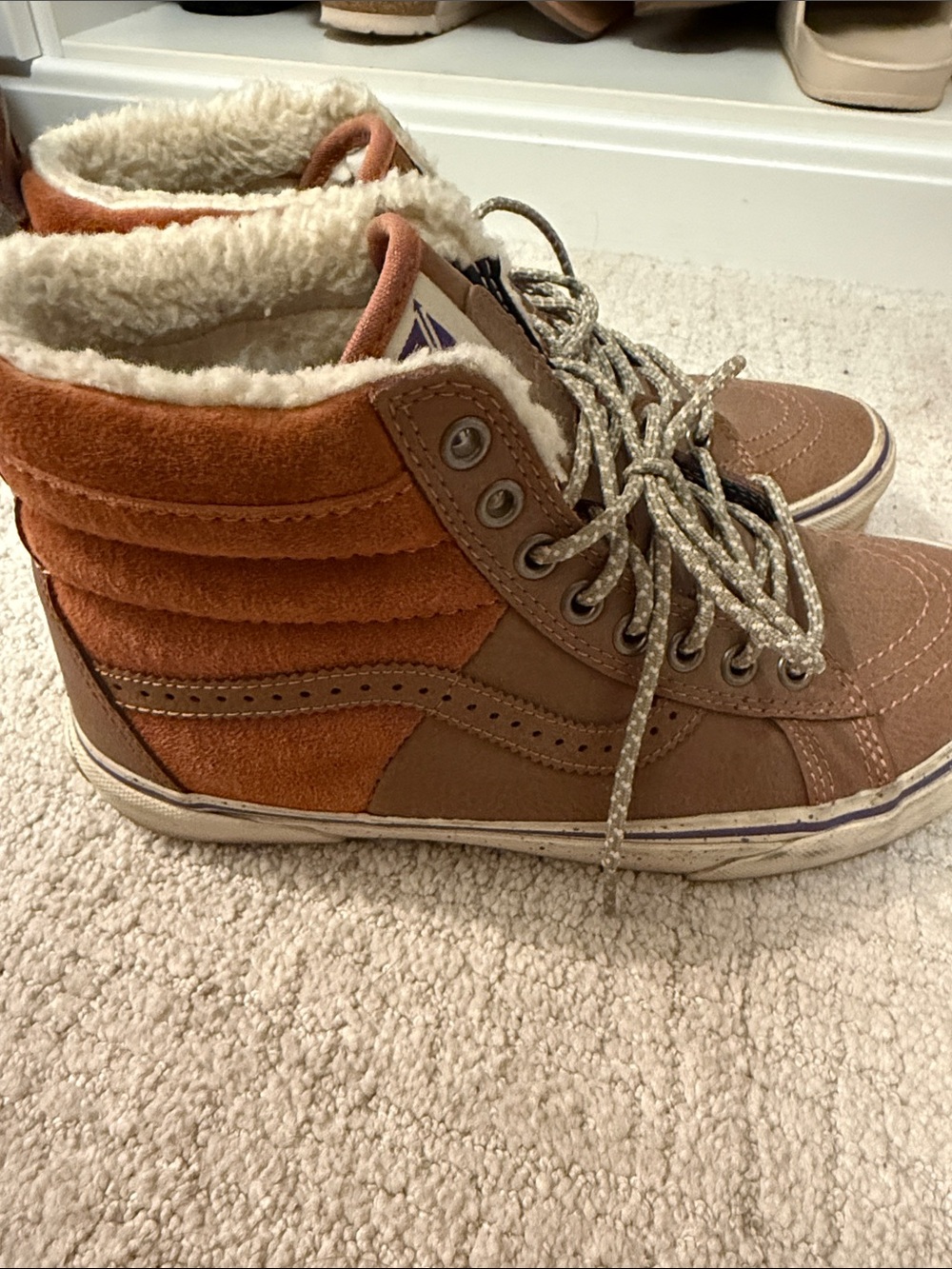 Vans HighTop Winter Sneakers in Brown with Sherpa Lining